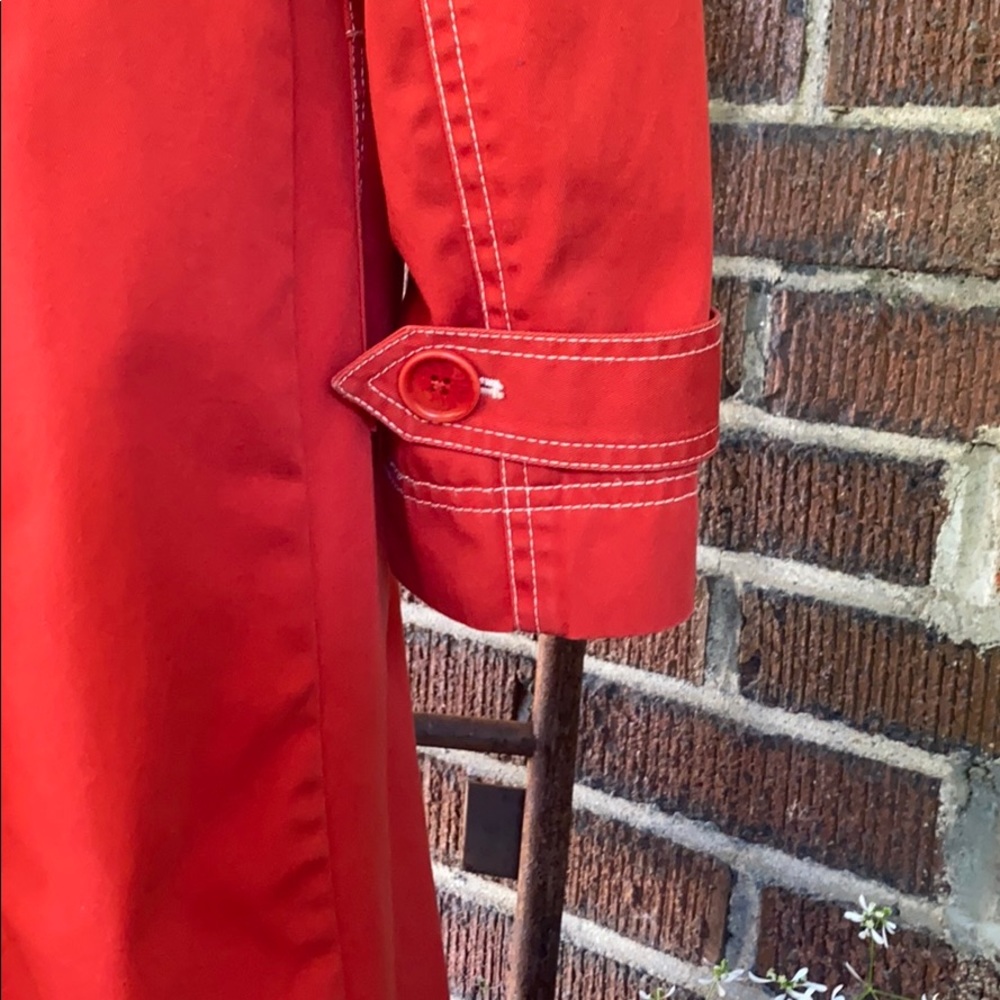 DKNY Bold Red /Orange Trench Coat - Picture 6 of 12
